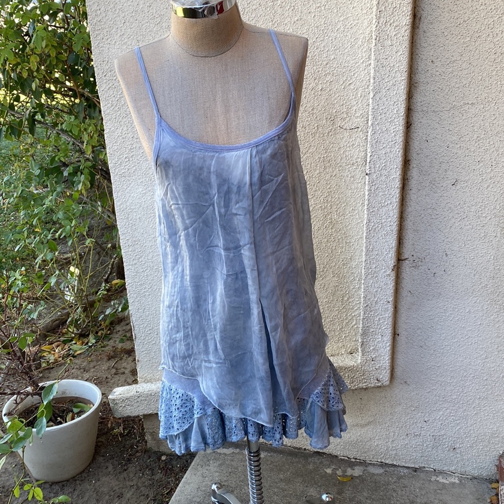 Made In Italy 100% silk stunning layered spaghetti strap mini dress - Picture 5 of 16
